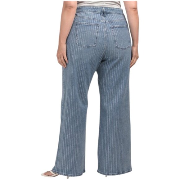 GOOD AMERICAN Plus Good Ease Relaxed Rhinestone Jeans - Picture 2 of 2